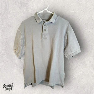 Vintage Woolrich Boxy Fit Cotton Polo Shirt British Tan Short Sleeve Mens Size L - Picture 1 of 4