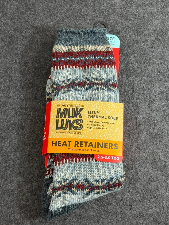 Calcetines térmicos para hombre MUK LUKS 2,5-3,0 retenedores de calor azul rojo para hombre talla 10-13 Foto 1 de 2