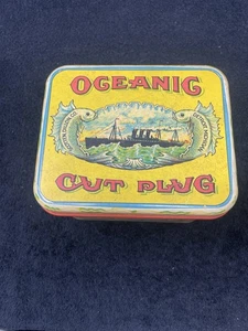 Old OCEANIC Cut Plug Tobacco Tin, Scotten, Dillon Co. Detroit, Michigan - Picture 1 of 7