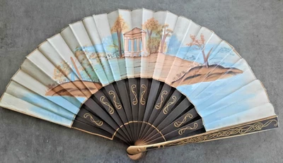 BEL EVENTAIL EN BOIS ET TISSUS PEINT - Photo 1/4