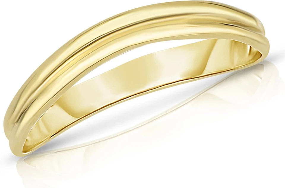 Floreo 10k Yellow or White or Rose Gold 3mm Comfort Curved Double Wave Ring - Image 1 of 1