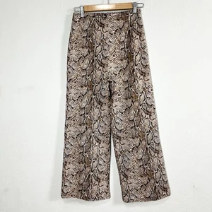 Pantalones Reformation Estampado Serpiente Marlon Tiro Alto Pierna Ancha Recortados Talla 4 Marrón - Imagen 1 de 15
