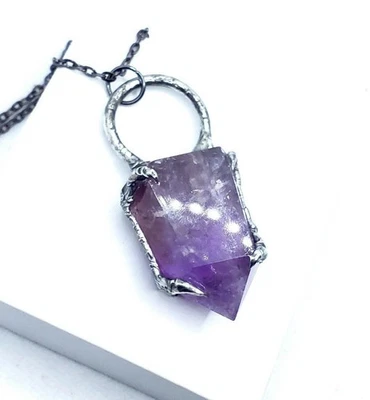 Amethyst crystal Necklace cosplay handmade gothic fantasy style - Image 1 of 4