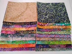 Lot of 20 Fat Quarters ~ Cotton Batik Quilt Fabric Bundle - Picture 1 of 5