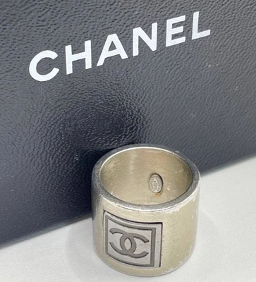 CHANEL Ring Coco Mark Logo Silver Tone Size US6.5 Vintage 04P W/Box Very Good - Image 1 of 4