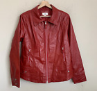 CATO Jacket Red Faux Leather PVC/PU Collared Zip Pockets Lined Size L