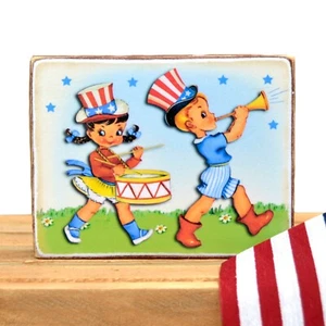 patriotic children marching band 4th of July parade summer shelf sitter WB-145 - Picture 1 of 3
