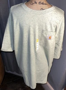 Mens Carhartt Green 1 Pocket Short Sleeve Cottn Poly Knit Crew Neck TShirt Large - Picture 1 of 15