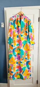 VTG 1970s STELLA FAGIN BLOOMINGDALES SZ L TROPICAL PRINT LOUNGEWEAR DRESS NWT! - Picture 1 of 14
