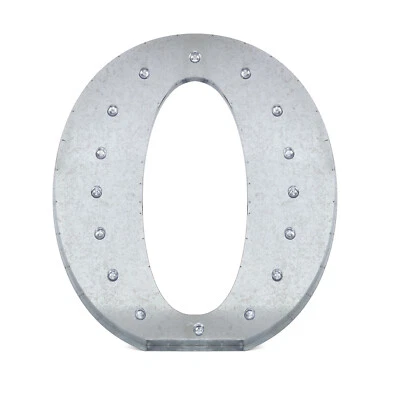 1.7 ft Silver Light Up Letter O Metal Marquee Signs Party Backdrop Supplies - Image 1 of 4