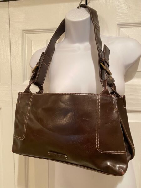 Nine &amp; Co.: Women&rsquo;s Handbag / Purse: Brown PVC With Brass Hardware ~ Free Ship!