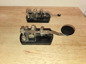 VINTAGE PAIR MORSE CODE STRAIGHT MOUNTED KEYS ONE JAPAN ONE NEEDS FIXING AS IS - Zdjęcie 1 z 19