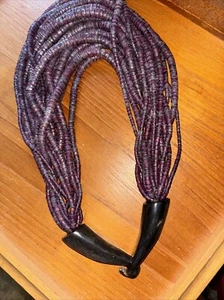 Vtg Runway Monies Gerda Lynggaard Moonies Coconut horn Multi strand necklace - Picture 1 of 5