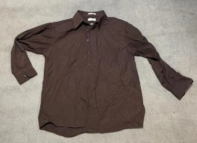 Camisa de vestir Van Heusen para hombre marrón cuello manga larga talla 16,5 Foto 1 de 2