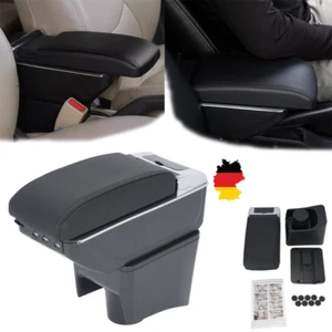 Para VW Polo Mk5 2009-on consola central reposabrazos reposabrazos central cuero negro + 7 USB - Imagen 1 de 10