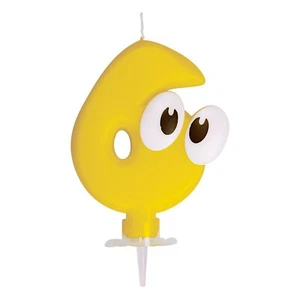 4x Zahlenkerze Geburtstagskerze "6" gelb ca. 90 mm - Bild 1 von 2