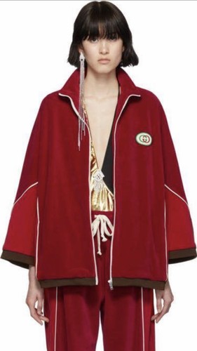 Giacca kimono in ciniglia rosso ciliegia Gucci 100% autentica taglia:S