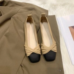 Women Slip On Square Toe Dress Shoes French Bowknots Low Heel Office OL Pumps - Picture 1 of 12