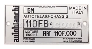 Bianchina ID Plate 110 FB New - Imagen 1 de 1