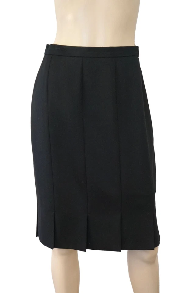 ESCADA  sz 40 Black Wool Carwash Pleat Knee Skirt BRAND NEW - Image 1 of 4