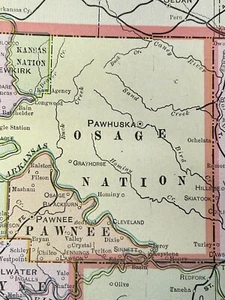 "Antiguo mapa geográfico original del territorio indio, Oklahoma 1901 14"" X 22""" - Imagen 1 de 11