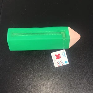 New with Tags Green Silicone Pencil Shaped Pencil Pouch Zippered Up & Up Brand - Picture 1 of 3