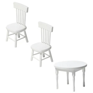 1 Set Dollhouse Dining Table and Chairs Mini House Bedroom Accessories - Picture 1 of 12