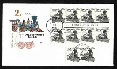 #1897A 2c Locomotive 1870s - House of Farnam  FDC Coil (4+4+2)  - Image 1 of 2