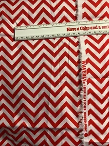 Waverly Inspiration Screen Print Fabric Red White Zig Zag Chevron 3 Remnants - Picture 1 of 1