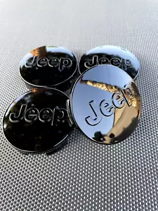 JEEP SET OF 4 BLACK 63mm Wheel Center Cap GRAND CHEROKEE Wrangler Compass - Picture 1 of 12