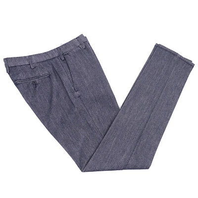 Pantalones de vestir Luigi Borrelli ajustados azul índigo sarga lana y algodón 32 nuevos con etiquetas Foto 1 de 4