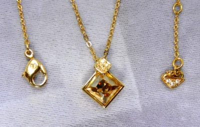 Swan Signed Swarovski Faceted Yellow & Pave White Crystal Pendant Necklace - Image 1 of 4