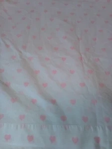 Pottery Barn Kids Pink Hearts Twin Size Flat Sheet White Whimsical Girls Cotton - Picture 1 of 10