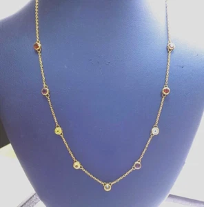 Diamonds by the yard semi-precious stones 14kt yellow gold necklace, 19.5" - Picture 1 of 5