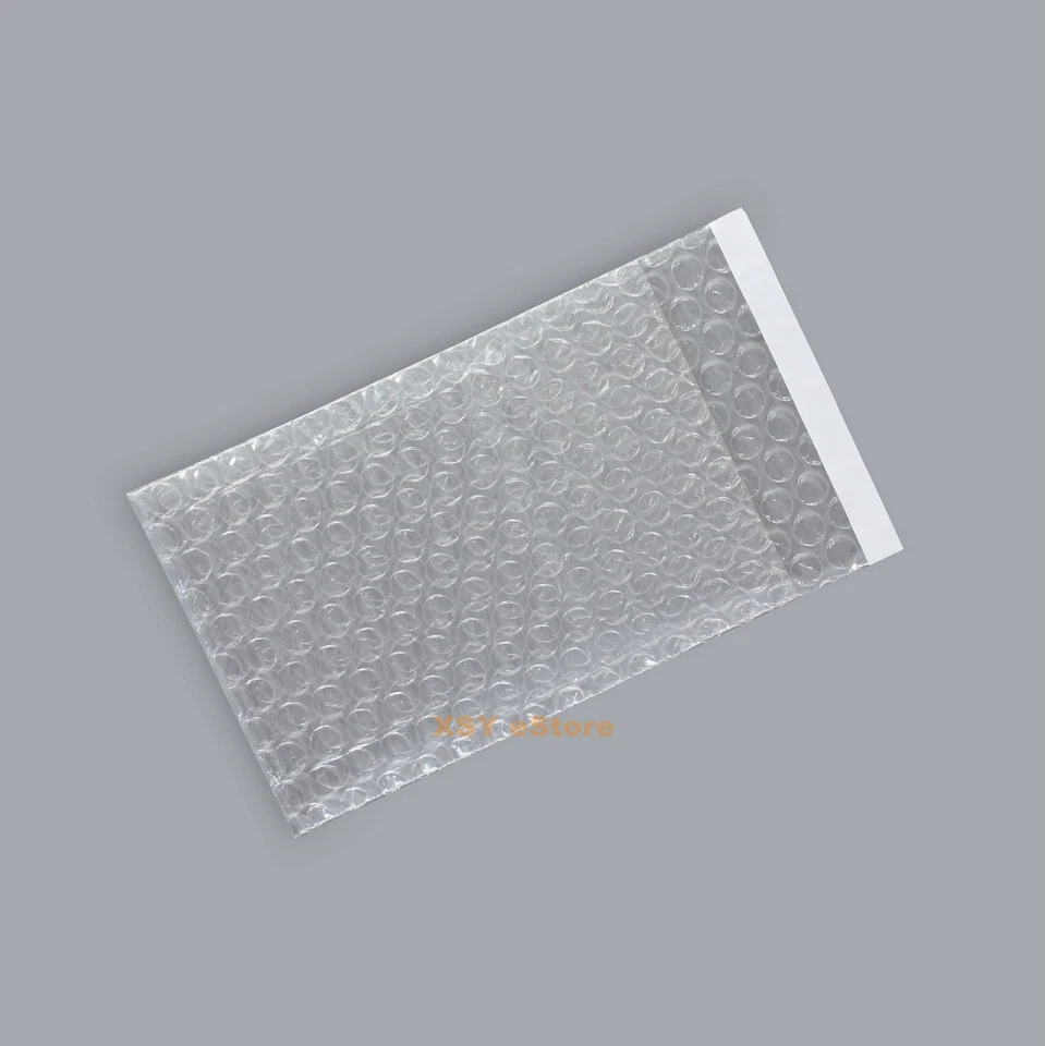100 Clear Bubble Bags 3 x 5 Inch_8 x 13+2cm Packing Pouches Smooth On Both Sides - Image 1 of 4