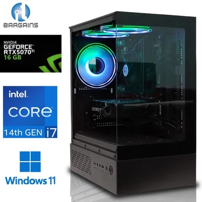 IT BARGAINS LTD. Pacchetto PC da gioco RTX 5070 Ti 16 GB i7 14700KF 64 GB DDR5 4 TB NVME M.2 SSD Wins 11