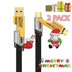 6Ft 65W 4 in 1 Multi Charging Cable Flat Braided USB C Charge Cord Data Transfer - Picture 1 of 8