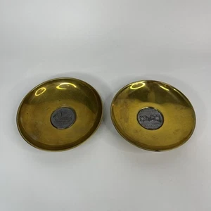 LOT OF 2 STERLING SILVER AND BRONZE SMALL 5” DECORATIVE PLATES BOAT BULL - Picture 1 of 10