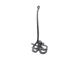 19 in. Rustic Silver Cast Iron Octopus Bathroom Extra Toilet Paper Stand - Picture 1 of 1