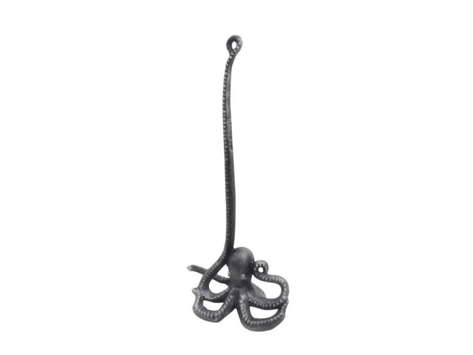 19 in. Rustic Silver Cast Iron Octopus Bathroom Extra Toilet Paper Stand - Image 1 of 1