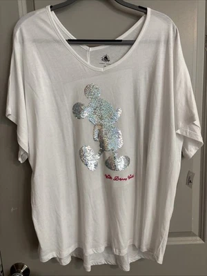 Camiseta Disney gola V manga curta lantejoulas Mickey - Imagem 1 de 4