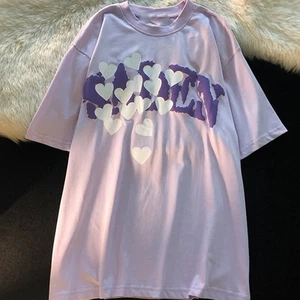 Womens Casual Tee with Short Sleeves and Love Foam Three Dimensional Print - Picture 1 of 28
