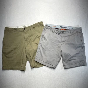 2 Stück Dockers Herren Shorts Größe 36 Freizeit Supreme Flex Ultimativer Reißverschluss Knopf - Bild 1 von 24