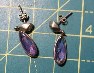 Amethyst Earrings Drop Dangle Gold Vermeil Sterling Silver February Birthstone - Picture 1 of 1
