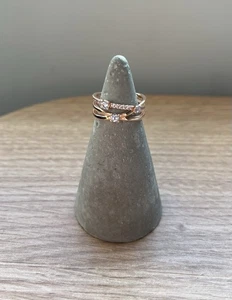 PANDORA 189400C01-54 Rose Crossover Triple Band Ring With Cubic Zirconia Stones - Picture 1 of 6