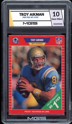 Tarjeta de novato 1989 Pro Set #490 Troy Aikman clasificación MGS 10 gemas como nueva RC COWBOYS HOF Foto 1 de 2