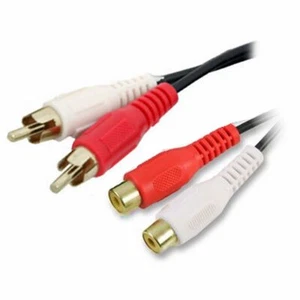 Cinch Phono Doppelstecker auf Buchsen VERLÄNGERUNGSKABEL rot/weiß Audiokabel GOLD 0,5m - Bild 1 von 12