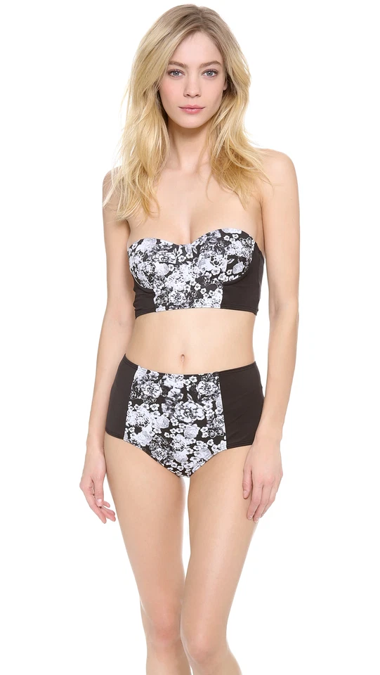 Top de bikini ZINKE para mujer negro/blanco floral estribor bustier $99 NUEVO Foto 1 de 1