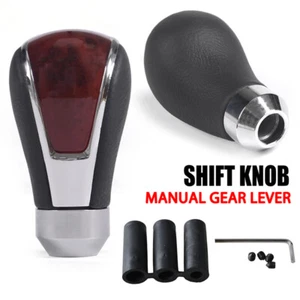 Universal Leather Brown Car/SUV MT Manual Gear Stick Shift Knob Shifter Handle + - Picture 1 of 8