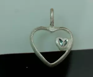 Ciondolo Charm Boho Vintage Firmato LLC Argento Sterling Cuore Smerigliato Aperto nel Cuore - Foto 1 di 10
